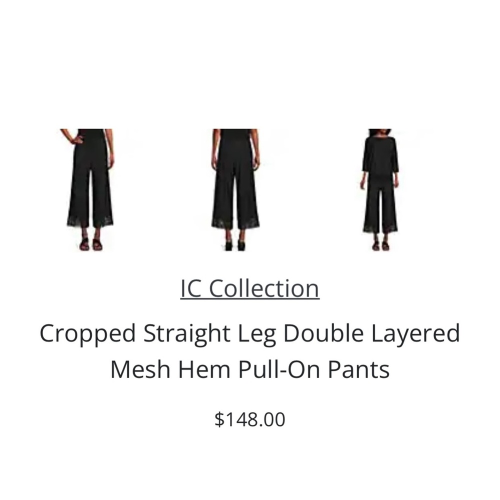 IC Collection Cropped Straight Leg Double Layered Mesh Hem pull- on pants - Picture 8 of 14